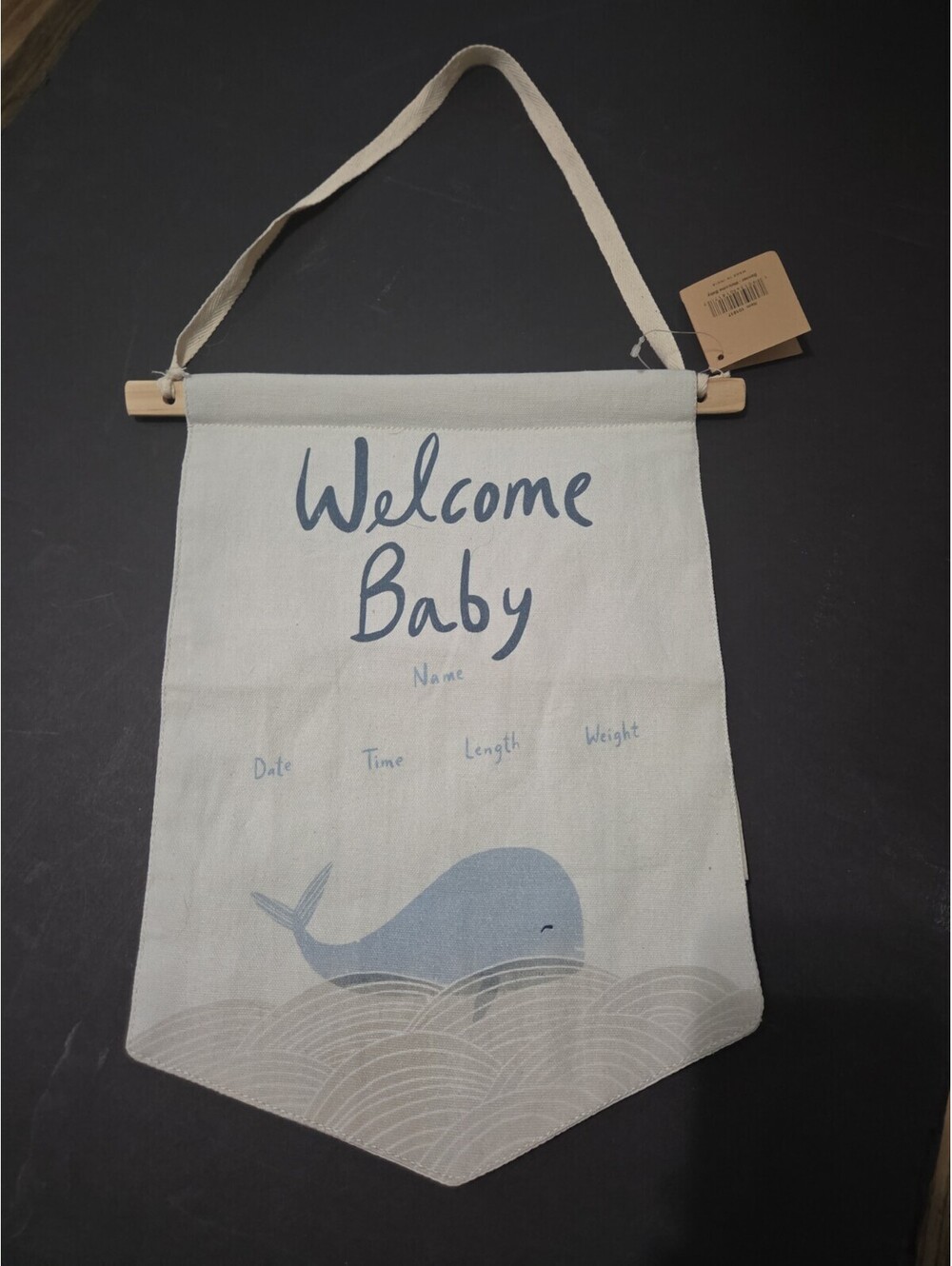 Welcome Newborn Baby Banner - BLUE WHALE Fill In Date/Time/Weight/Length/Name